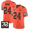 Zennovawear Nick Chubb 24 Cleveland Browns Jim Brown Memorial Patch Game Men Jersey - Orange
