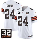 Zennovawear Nick Chubb 24 Cleveland Browns Jim Brown Memorial Patch Game Men Jersey - White