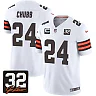 Zennovawear Nick Chubb 24 Cleveland Browns Jim Brown Memorial Patch Game Men Jersey - White