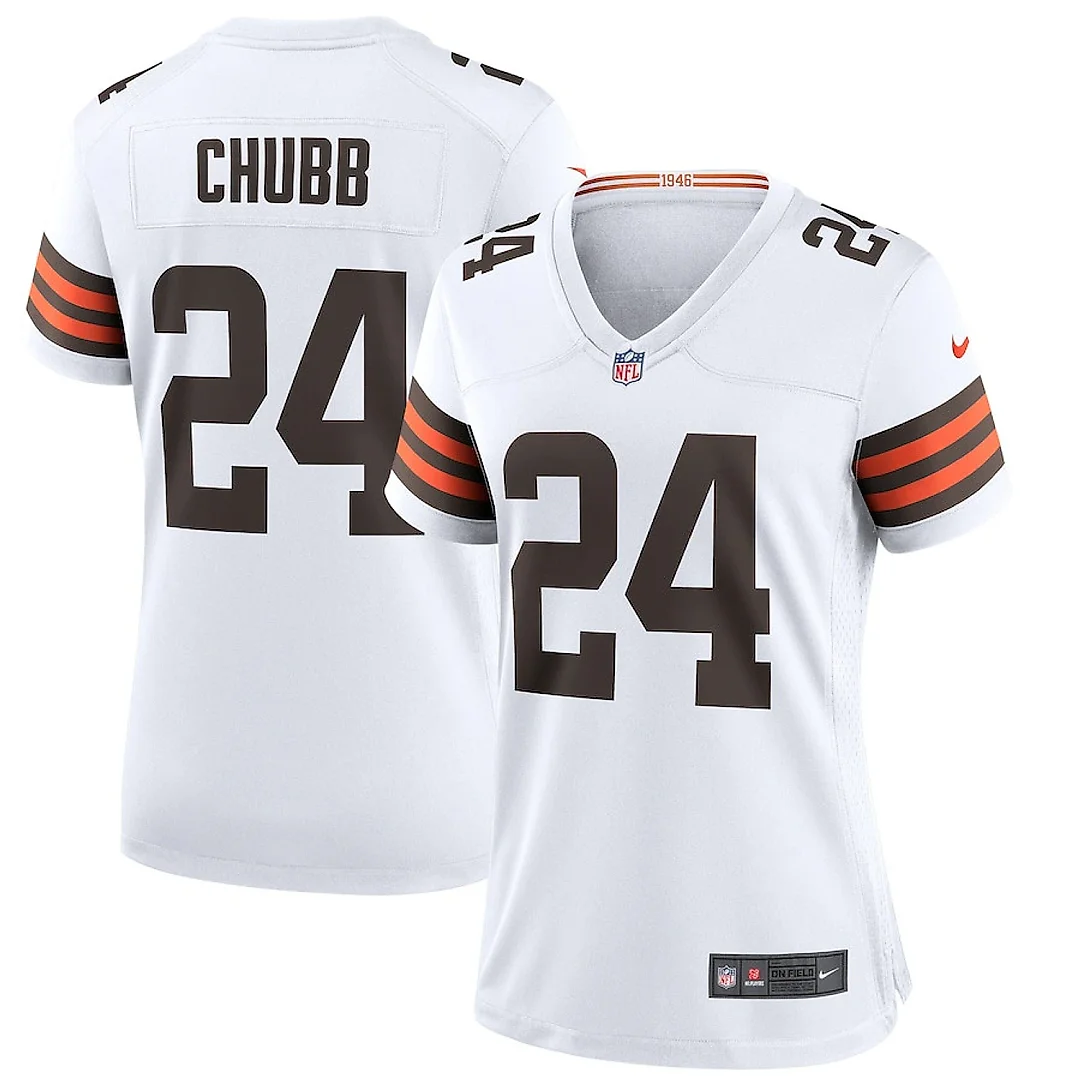 Zennovawear Nick Chubb 24 Cleveland Browns Women Game Jersey - White