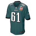 Zennovawear Nick Gates 61 Philadelphia Eagles Super Bowl LIX Champions Patch Game Men Jersey - Midnight Green
