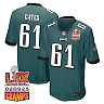 Zennovawear Nick Gates 61 Philadelphia Eagles Super Bowl LIX Champions Patch Game Men Jersey - Midnight Green