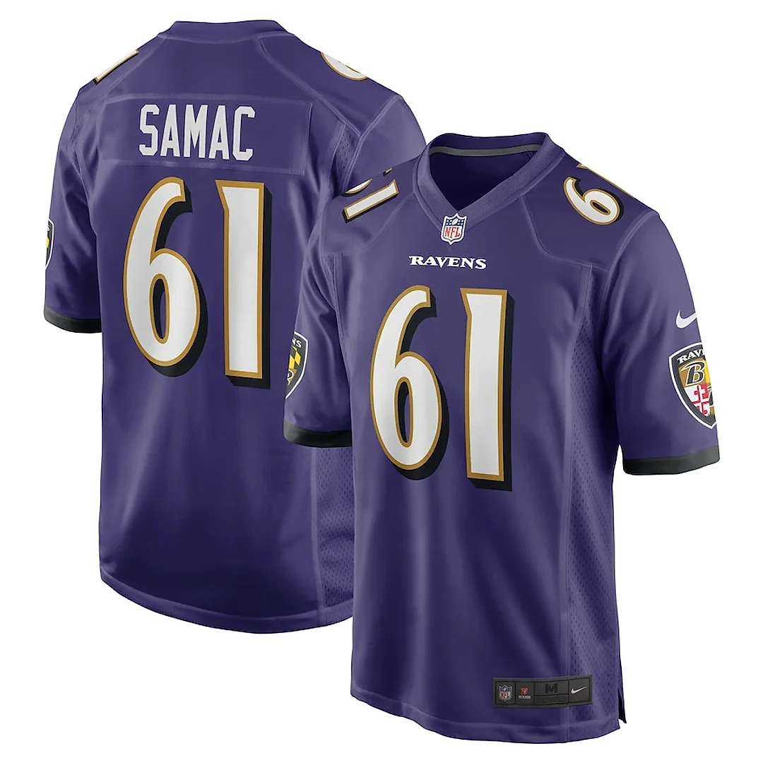 Zennovawear Nick Samac 61 Baltimore Ravens Team Game Men Jersey - Purple