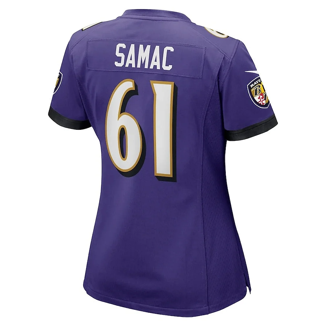 Zennovawear Nick Samac 61 Baltimore Ravens Women's Game Jersey - Purple