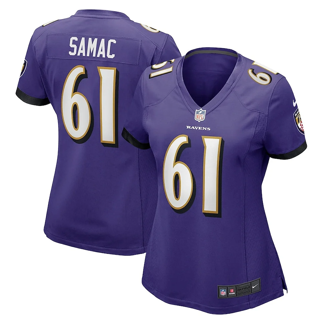 Zennovawear Nick Samac 61 Baltimore Ravens Women's Game Jersey - Purple