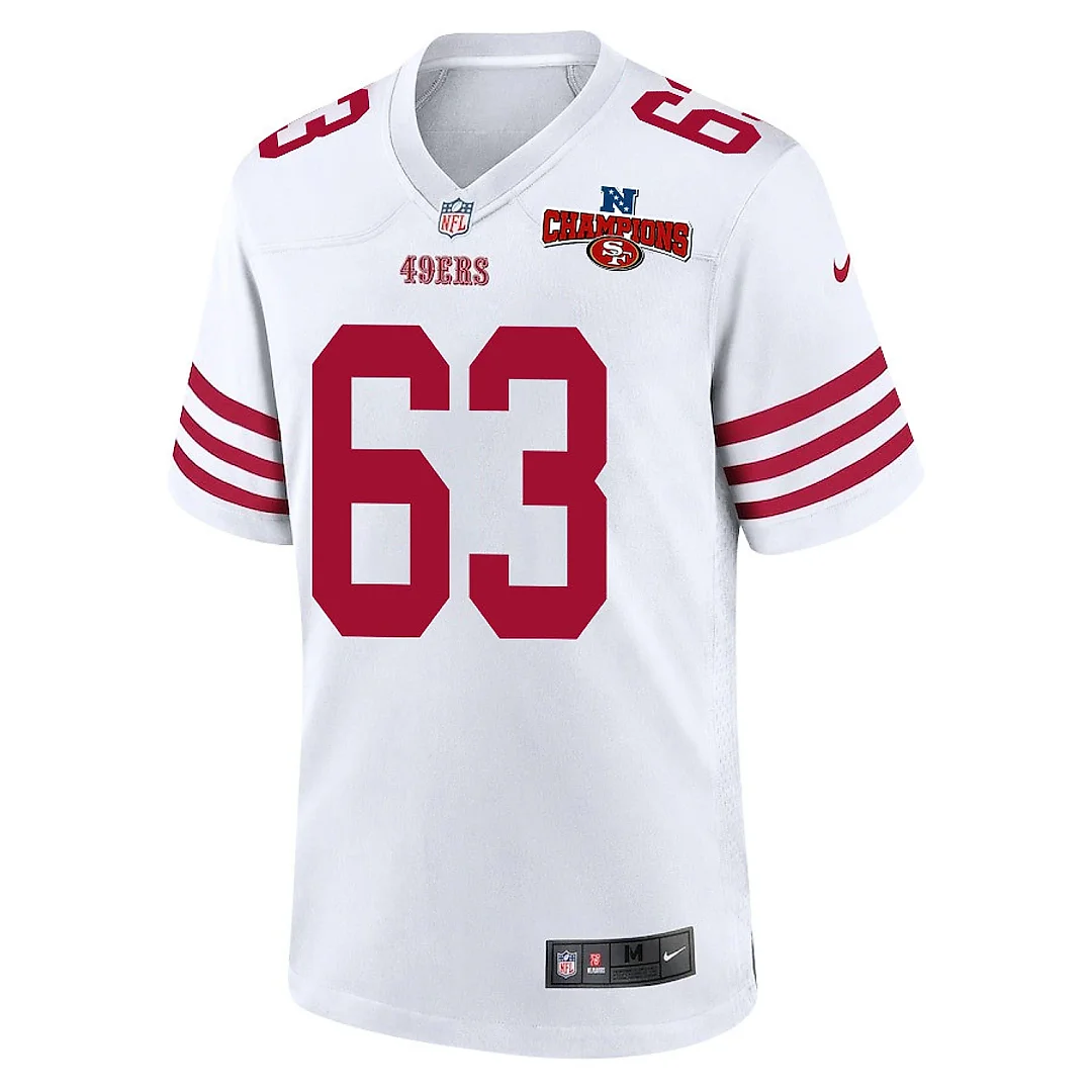 Zennovawear Nick Zakelj 63 San Francisco 49ers NFC Champions Patch Game Men Jersey - White