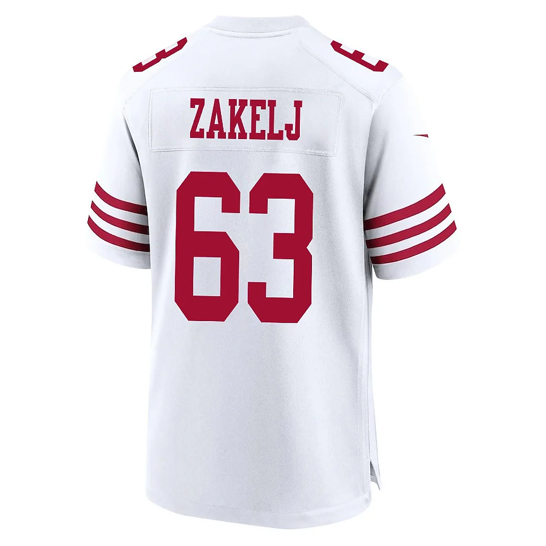 Zennovawear Nick Zakelj 63 San Francisco 49ers NFC Champions Patch Game Men Jersey - White
