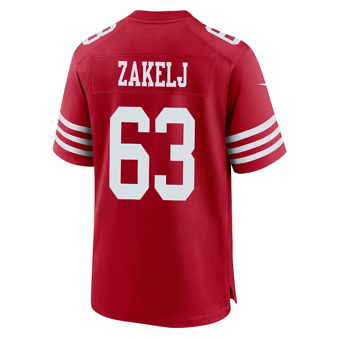 Zennovawear Nick Zakelj 63 San Francisco 49ers NFC Champions Patch Game Men Jersey - Scarlet