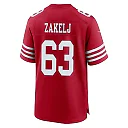 Zennovawear Nick Zakelj 63 San Francisco 49ers NFC Champions Patch Game Men Jersey - Scarlet