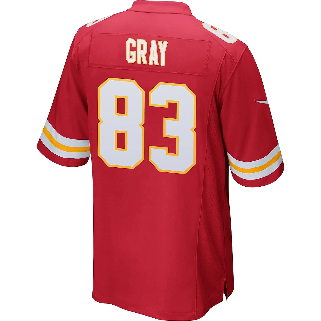 Zennovawear Noah Gray 83 Kansas City Chiefs AFC Champions Patch Game Men Jersey - Red