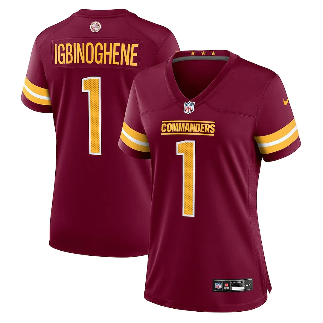 Zennovawear Noah Igbinoghene 1 Washington Commanders Women's Game Jersey - Burgundy