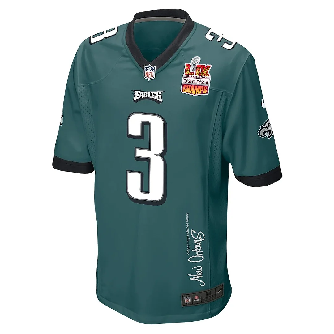 Zennovawear Nolan Smith Jr. 3 Philadelphia Eagles Super Bowl LIX Champions Patch 'New Orleans - Where Legends Are Made' EMBROIDERED Game Men...