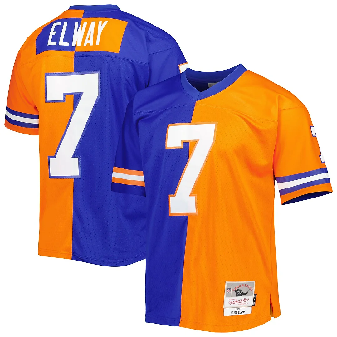 Zennovawear John Elway Denver Broncos 1990 Split Legacy Replica Jersey - Royal/Orange