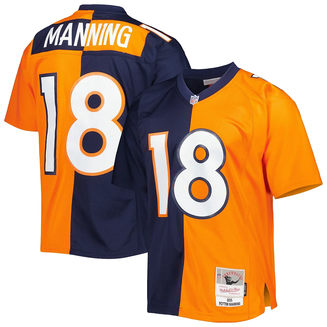 Zennovawear Peyton Manning Denver Broncos 2015 Split Legacy Replica Jersey - Navy/Orange
