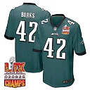 Zennovawear Oren Burks 42 Philadelphia Eagles Super Bowl LIX Champions Patch Game Men Jersey - Midnight Green