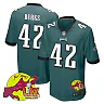 Zennovawear Oren Burks 42 Philadelphia Eagles Super Bowl LIX New Orleans Patch Game Men Jersey - Midnight Green