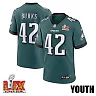 Zennovawear Oren Burks 42 Philadelphia Eagles Super Bowl LIX YOUTH Jersey - Midnight Green