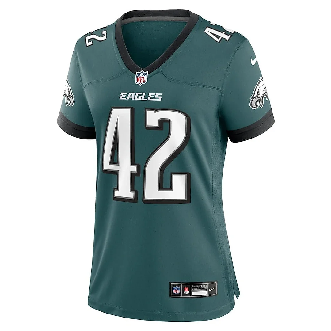Zennovawear Oren Burks 42 Philadelphia Eagles Women Game Jersey - Midnight Green