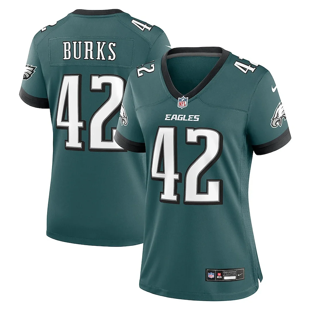 Zennovawear Oren Burks 42 Philadelphia Eagles Women Game Jersey - Midnight Green