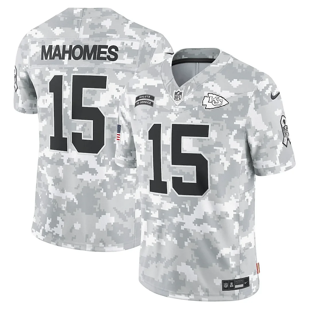 Zennovawear Patrick Mahomes 15 Kansas City Chiefs 2024 Salute to Service Limited Men Jersey - Arctic Camo