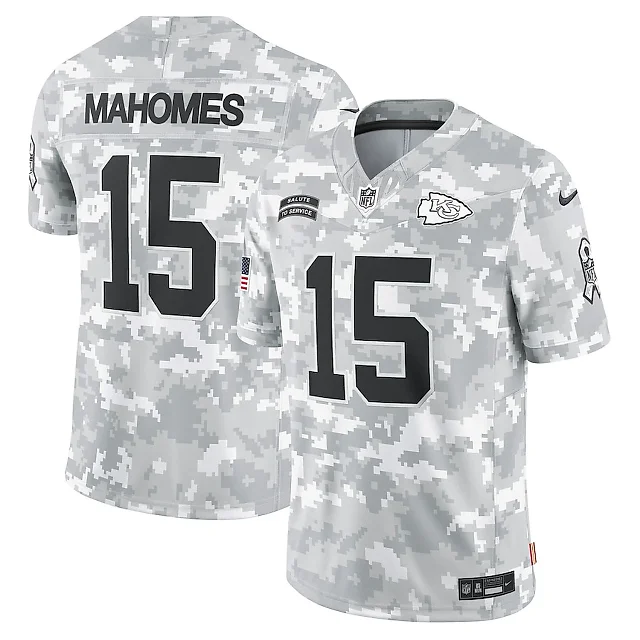Zennovawear Patrick Mahomes 15 Kansas City Chiefs 2024 Salute to Service Limited Men Jersey - Arctic Camo