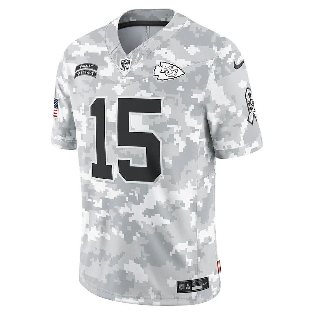 Zennovawear Patrick Mahomes 15 Kansas City Chiefs 2024 Salute to Service Limited Men Jersey - Arctic Camo