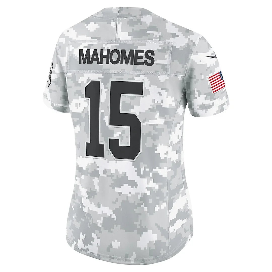 Zennovawear Patrick Mahomes 15 Kansas City Chiefs Women's 2024 Salute to Service Limited Jersey - Arctic Camo