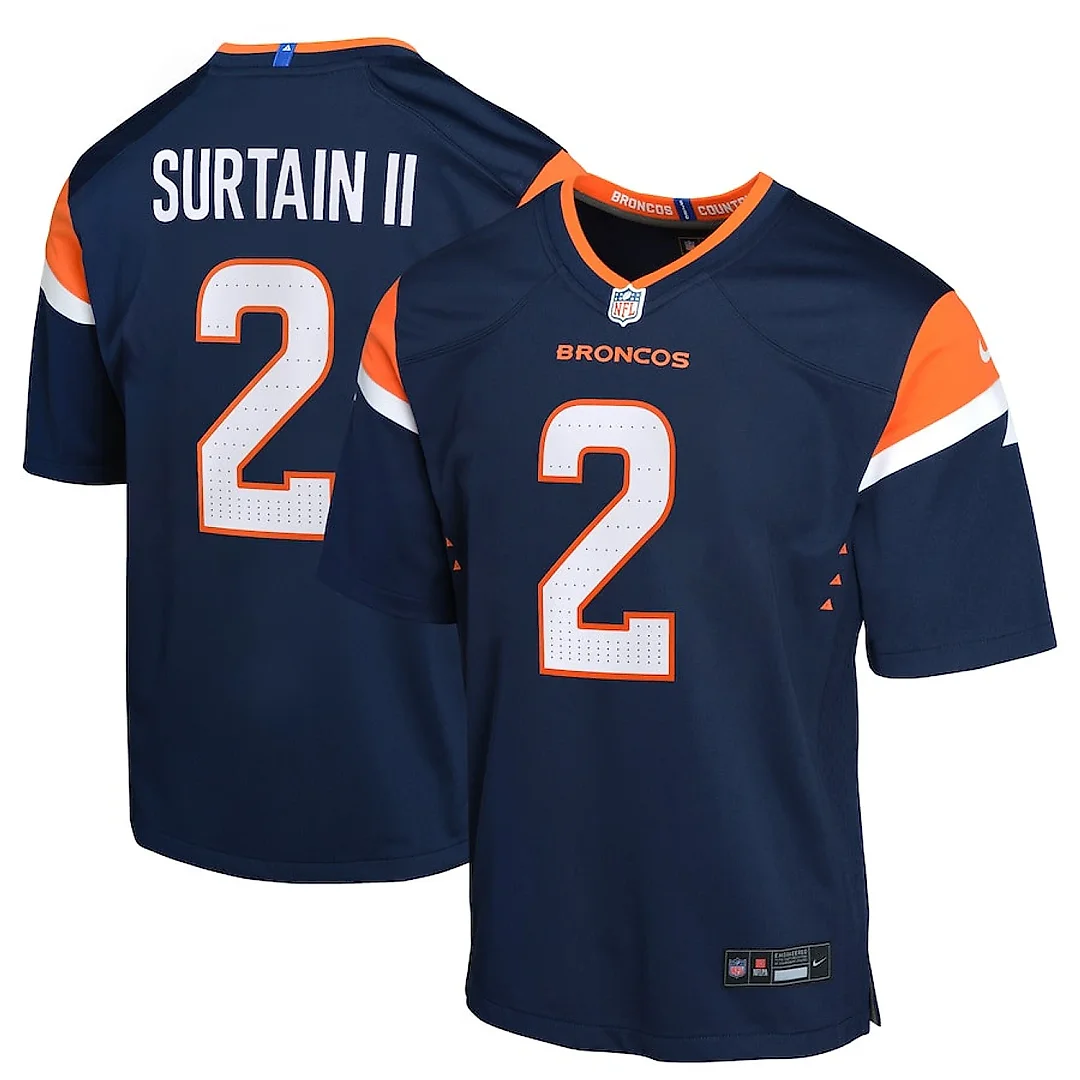 Zennovawear Patrick Surtain II 2 Denver Broncos Alternate Game YOUTH Jersey - Navy
