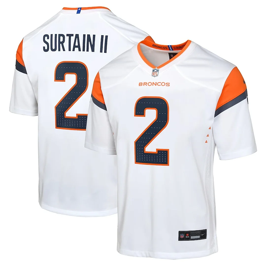 Zennovawear Patrick Surtain II 2 Denver Broncos Game YOUTH Jersey - White