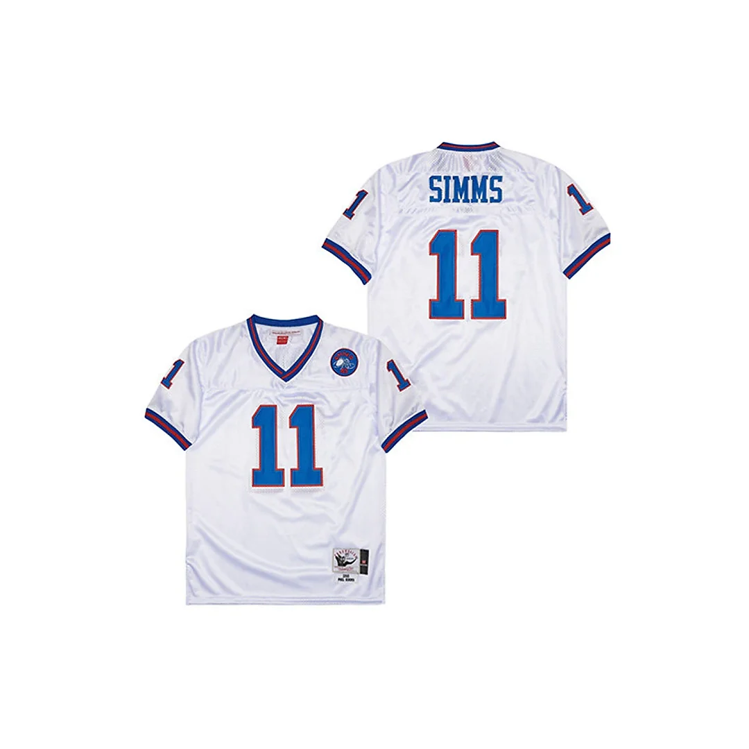 Zennovawear Phil Simms 11 New York Giants Spider Lockhart 43 Patch Throwback Men Jersey - White