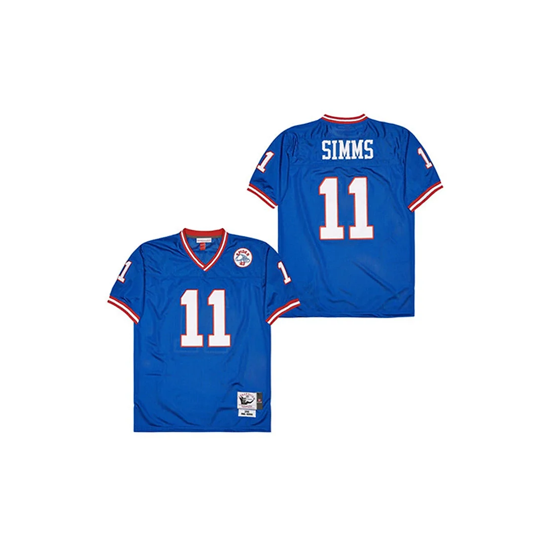 Zennovawear Phil Simms 11 New York Giants Spider Lockhart 43 Patch Throwback Men Jersey - Blue
