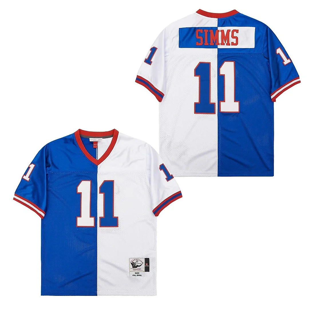 Zennovawear Phil Simms 11 New York Giants Two-Toned Throwback Men Jersey - Blue/White