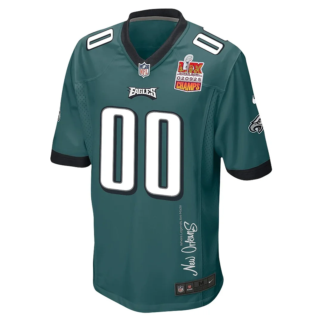 Zennovawear Philadelphia Eagles Super Bowl LIX Champions Patch 'New Orleans - Where Legends Are Made' EMBROIDERED Game Men Custom Jersey...