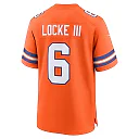 Zennovawear P.J. Locke III 6 Denver Broncos Mile High Collection 1977 Throwback Player Game Men Jersey - Orange