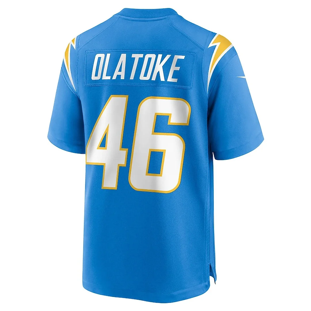 Zennovawear Praise Olatoke 46 Los Angeles Chargers Team Game Men Jersey - Powder Blue