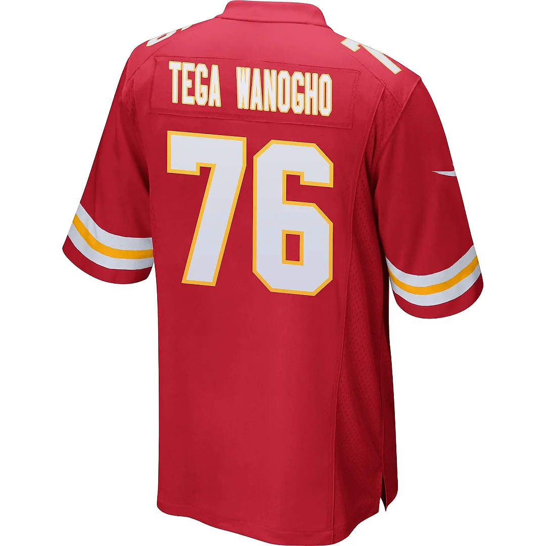 Zennovawear Prince Tega Wanogho 76 Kansas City Chiefs AFC Champions Patch Game Men Jersey - Red
