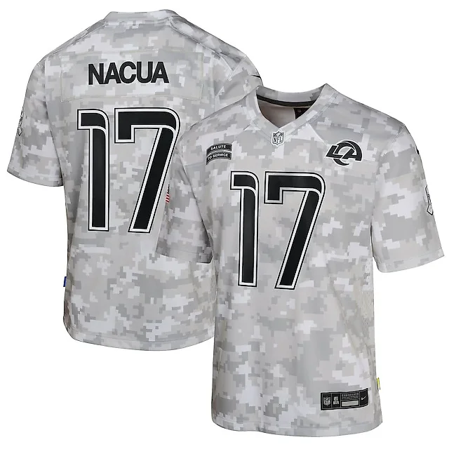 Zennovawear Puka Nacua 17 Los Angeles Rams 2024 Salute to Service Game YOUTH Jersey - Arctic Camo