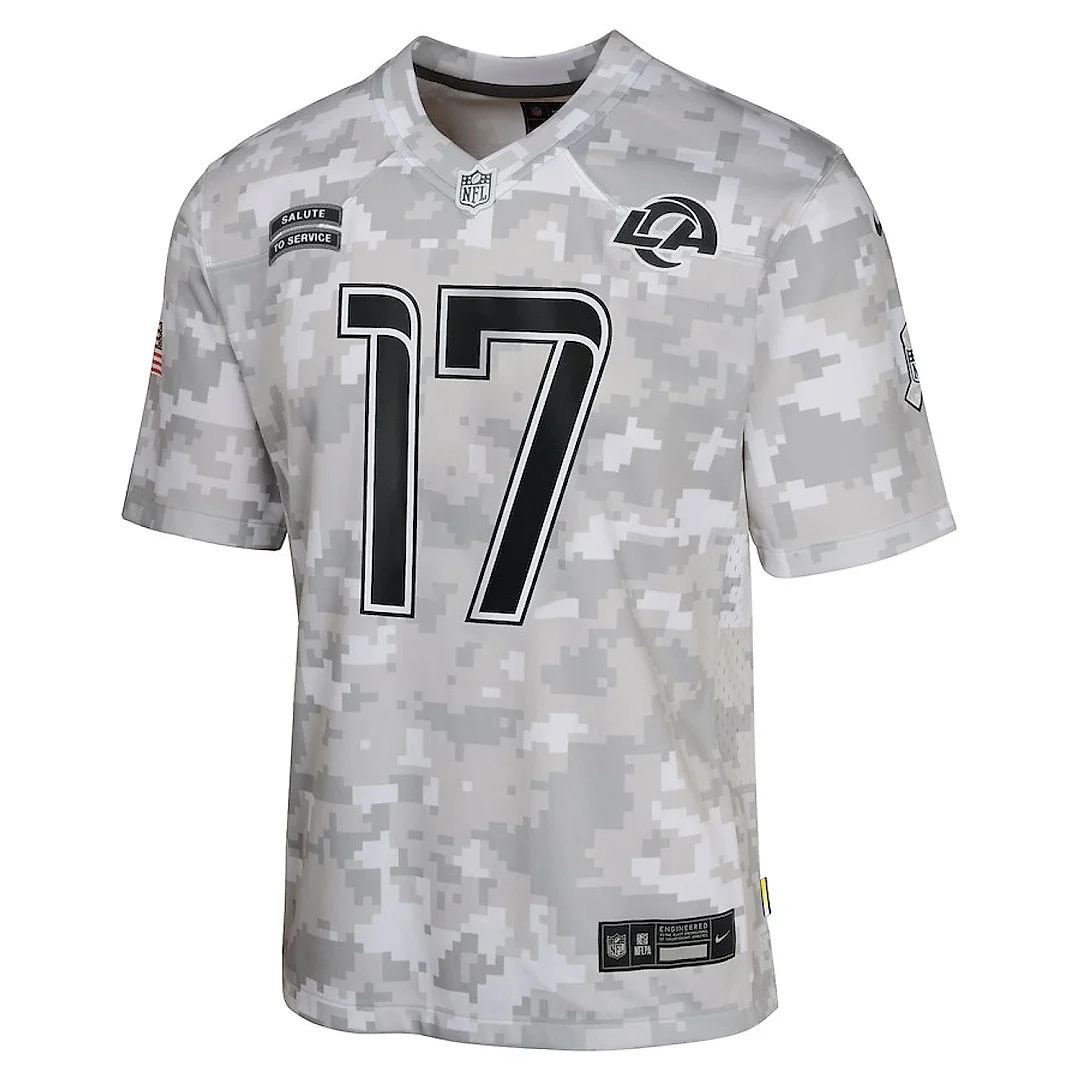 Zennovawear Puka Nacua 17 Los Angeles Rams 2024 Salute to Service Game YOUTH Jersey - Arctic Camo