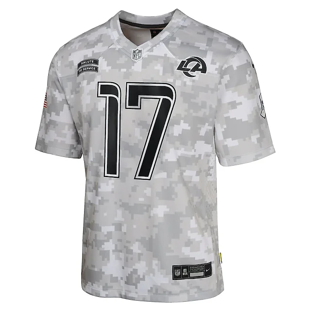 Zennovawear Puka Nacua 17 Los Angeles Rams 2024 Salute to Service Game YOUTH Jersey - Arctic Camo