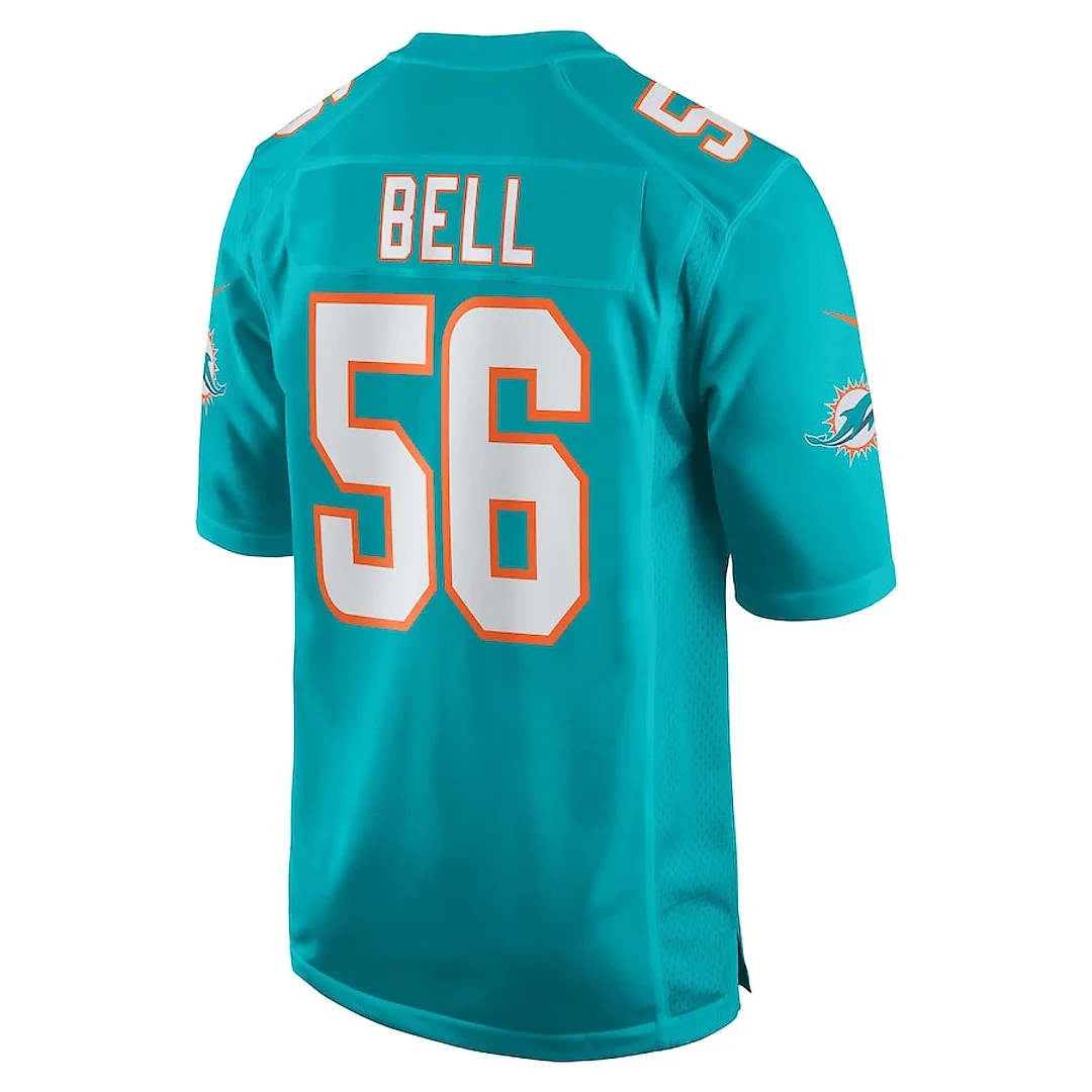 Zennovawear Quinton Bell 56 Miami Dolphins Game Men Jersey - Aqua