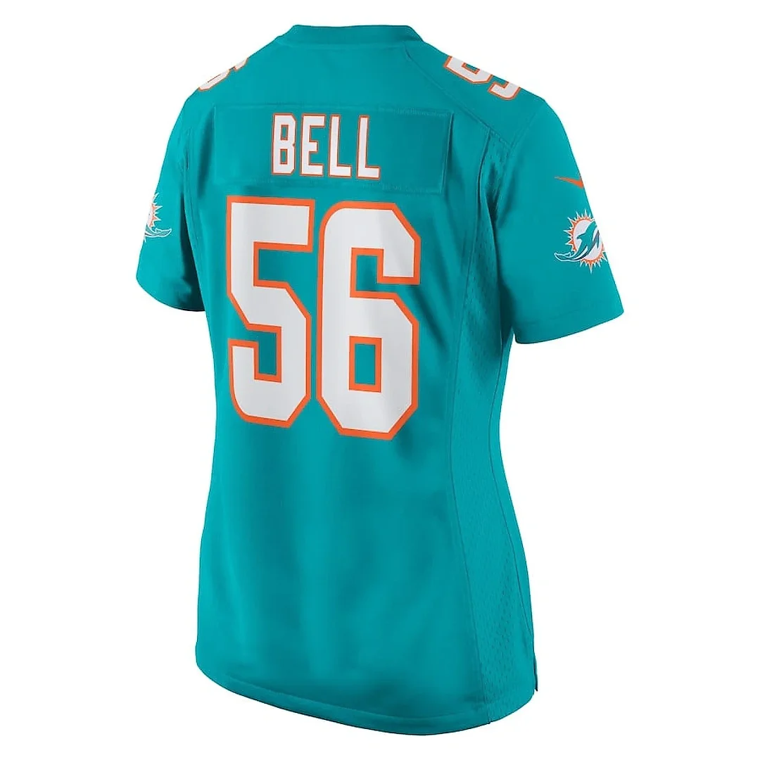 Zennovawear Quinton Bell 56 Miami Dolphins Game Women Jersey - Aqua