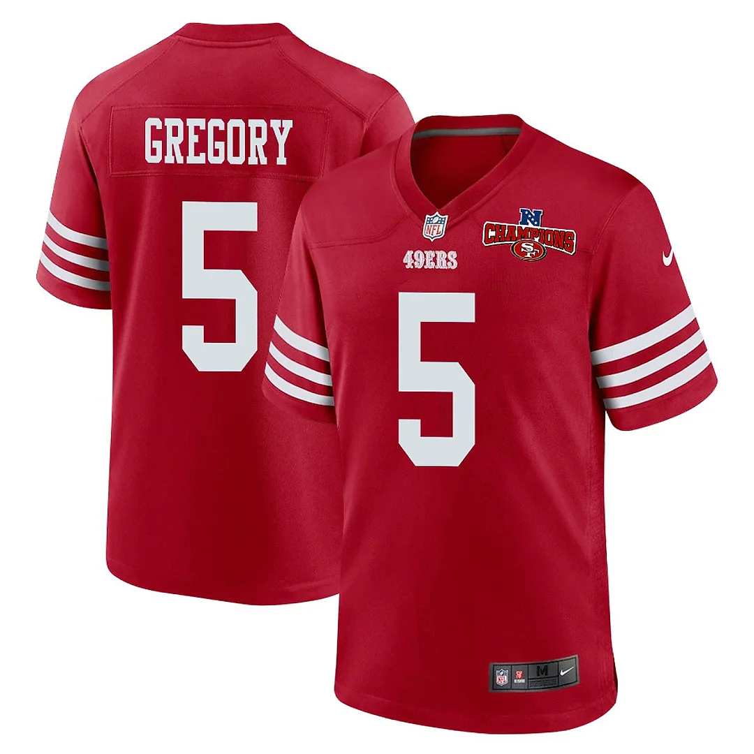 Zennovawear Randy Gregory 5 San Francisco 49ers NFC Champions Patch Game Men Jersey - Scarlet