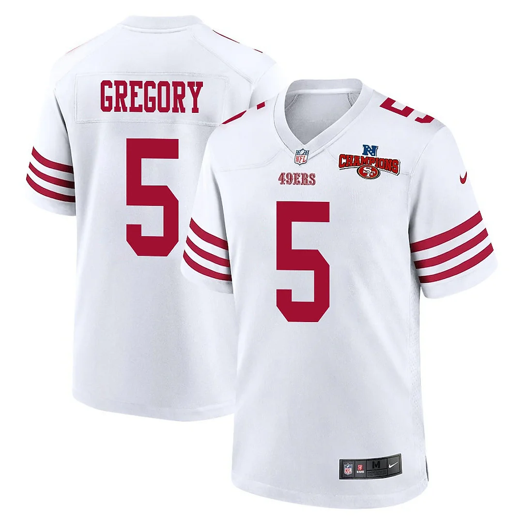 Zennovawear Randy Gregory 5 San Francisco 49ers NFC Champions Patch Game Men Jersey - White