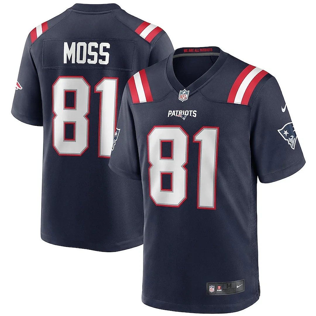 Zennovawear Randy Moss 81 New England Patriots Men Game Retired Jersey - Navy