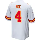 Zennovawear Rashee Rice 4 Kansas City Chiefs AFC Champions Patch Game Men Jersey - White