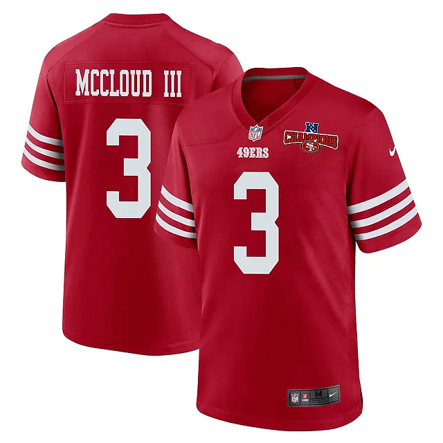 Zennovawear Ray-Ray McCloud III 3 San Francisco 49ers NFC Champions Patch Game Men Jersey - Scarlet