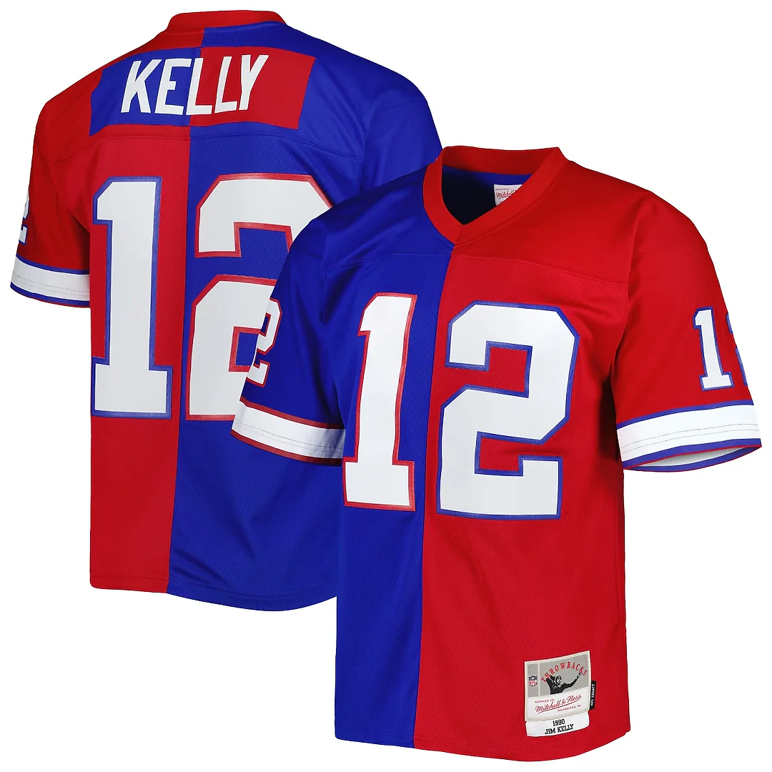 Zennovawear Jim Kelly Buffalo Bills 1990 Split Legacy Replica Jersey - Royal/Red