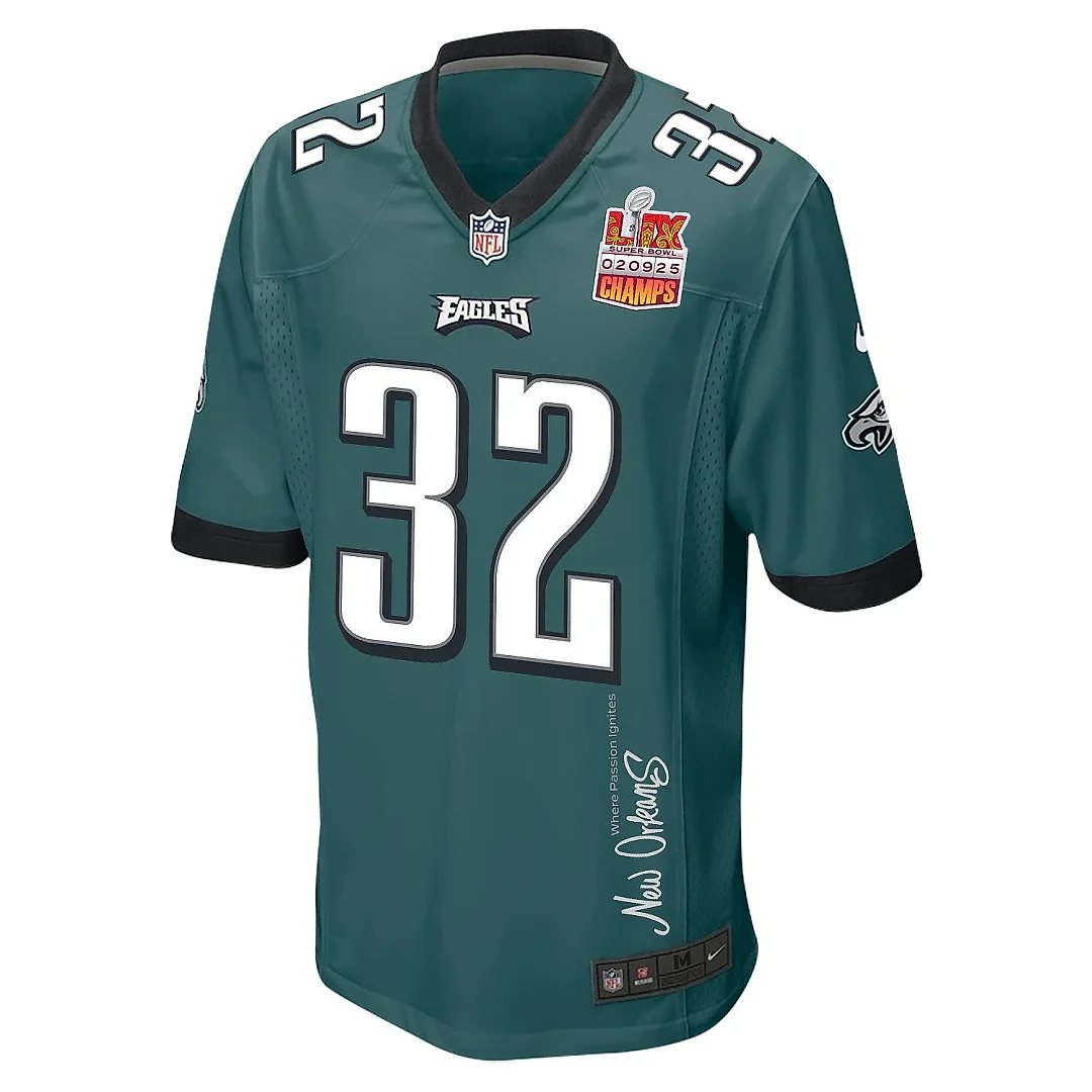 Zennovawear Reed Blankenship 32 Philadelphia Eagles Super Bowl LIX Champions Patch 'New Orleans - Where Passion Ignites' EMBROIDERED Game Men...