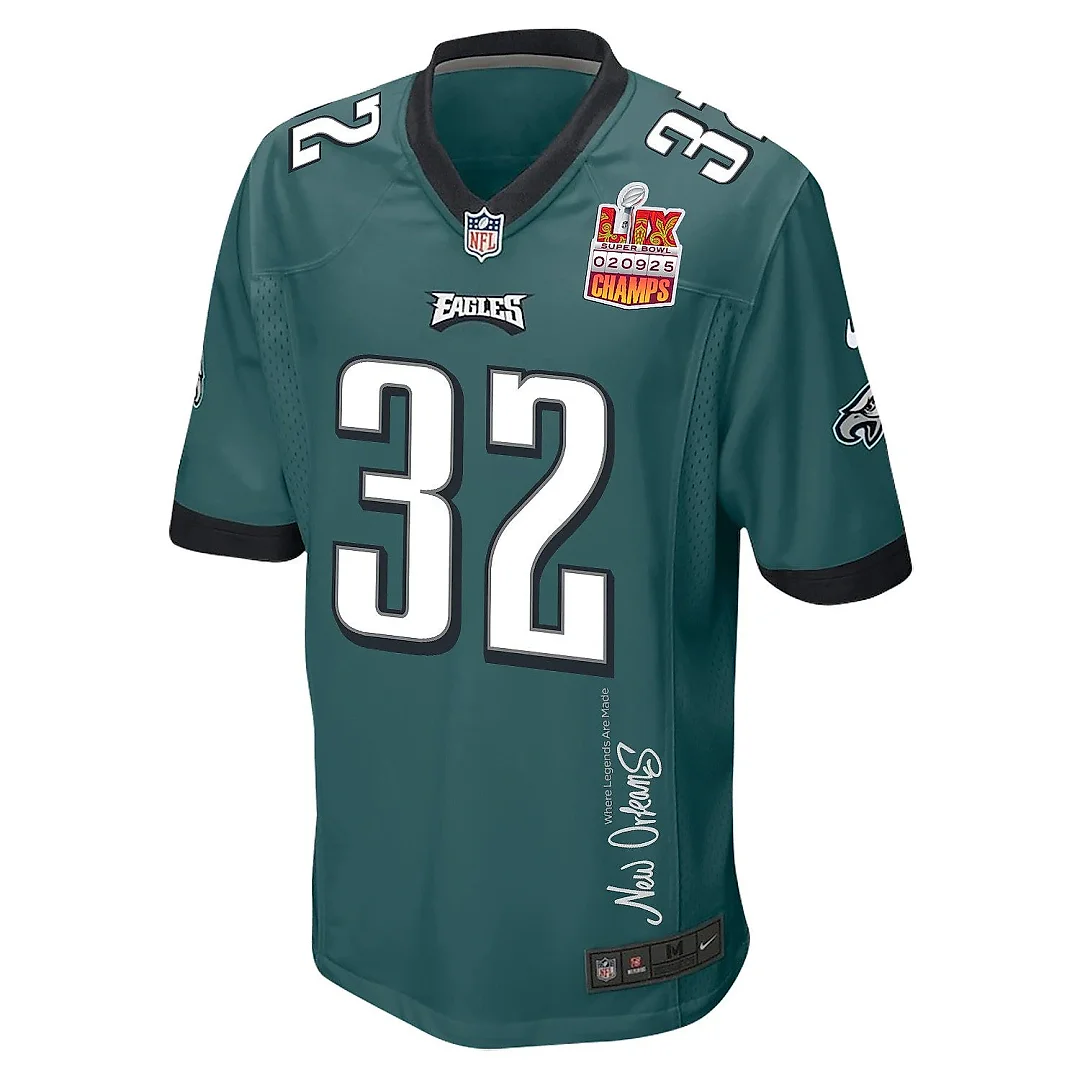 Zennovawear Reed Blankenship 32 Philadelphia Eagles Super Bowl LIX Champions Patch 'New Orleans - Where Legends Are Made' EMBROIDERED Game Men...