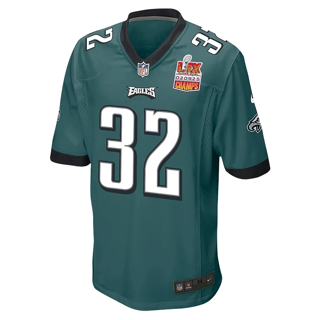 Zennovawear Reed Blankenship 32 Philadelphia Eagles Super Bowl LIX Champions Patch Game Men Jersey - Midnight Green
